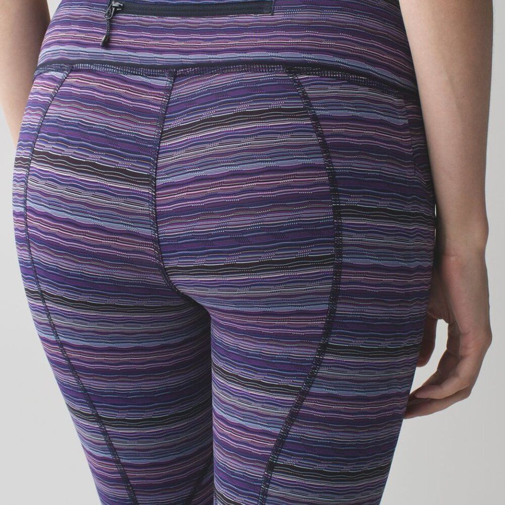 Size 8 Lululemon Pace Rival Cropped Purple Space Dye Leggings Gym Yoga Workout